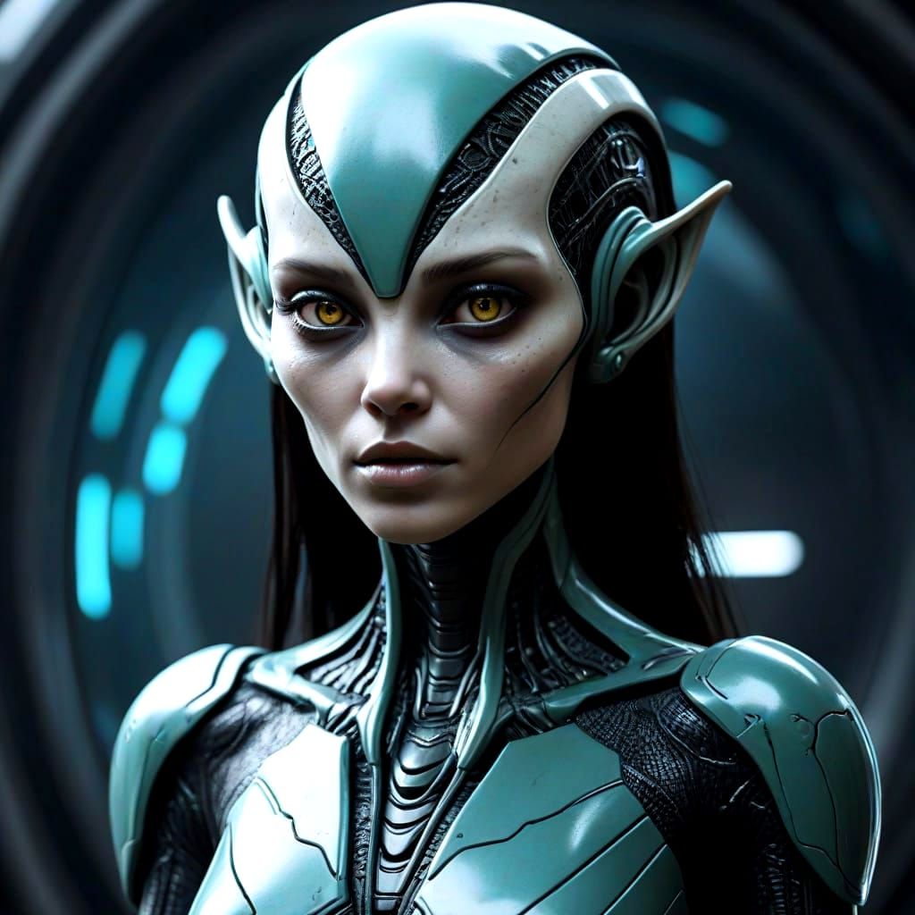 Mysterious Female Extraterrestrial with Golden Eyes