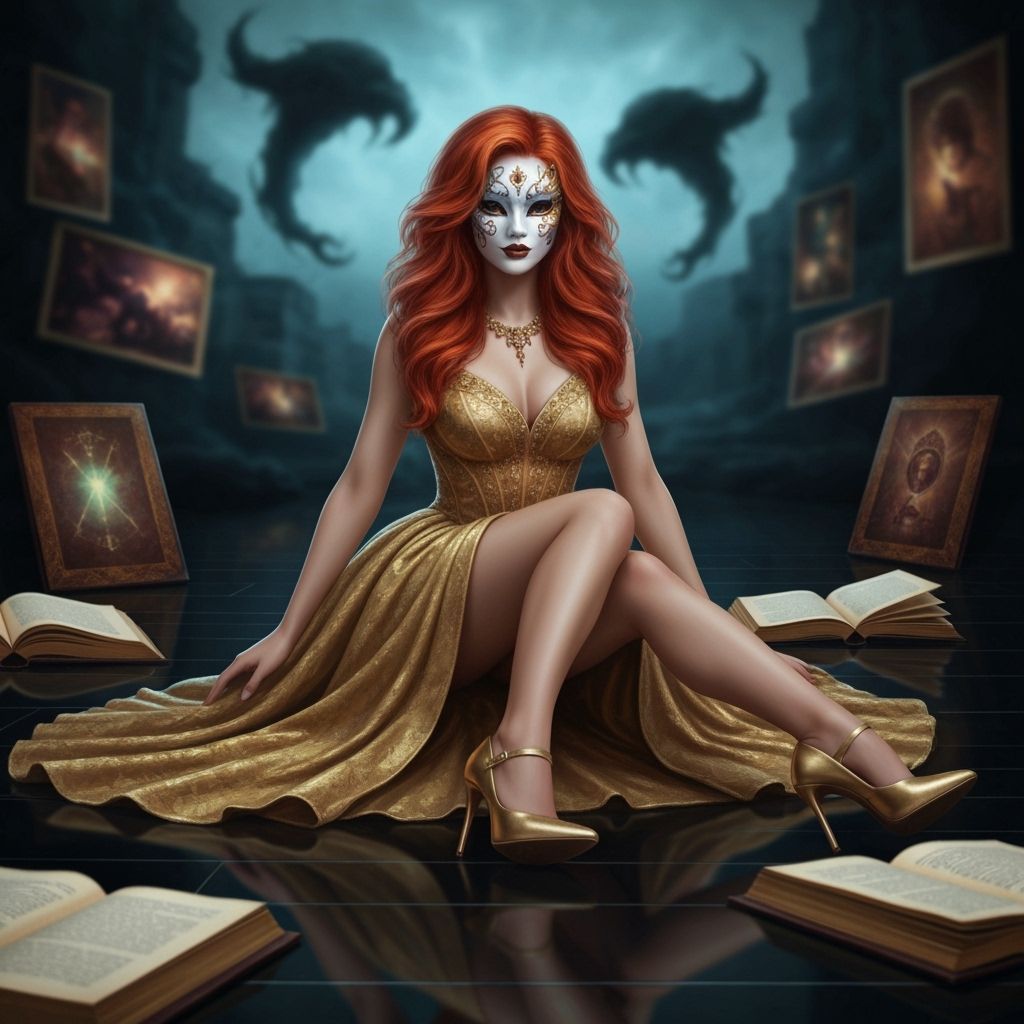 Woman with Mask in Fantasy Art Style