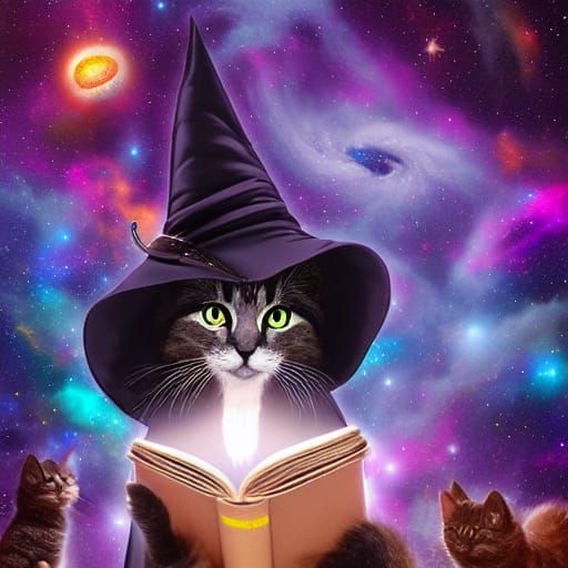 Galaxy Witch-Cat Digital Painting