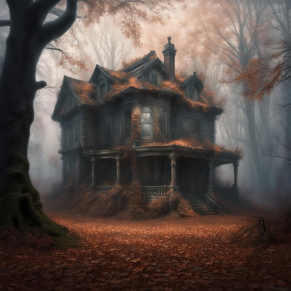 Abandoned House in Foggy Forest, Ethereal Photography