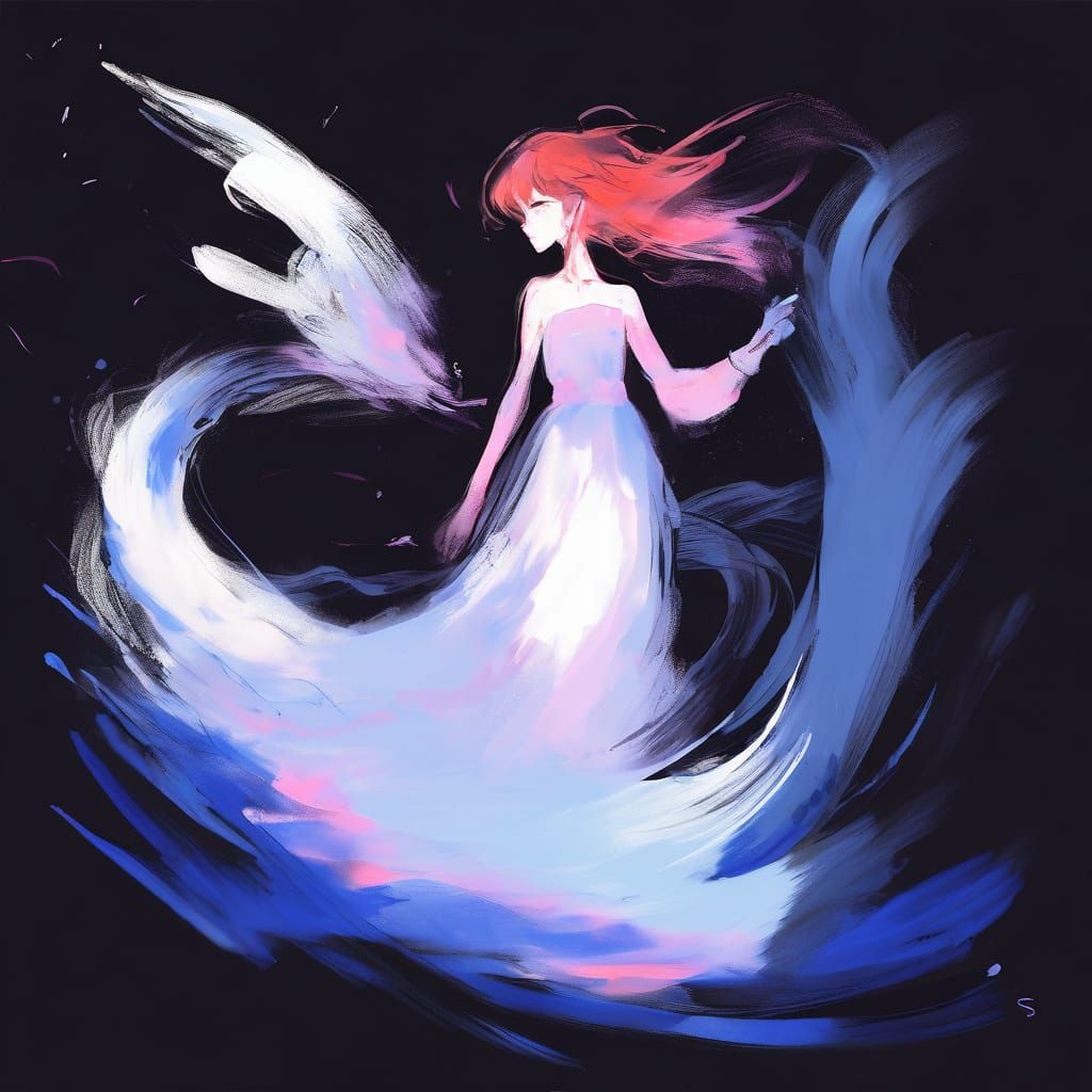 Serene Anime Scene with Minimalist Invention as Digital Oil ...