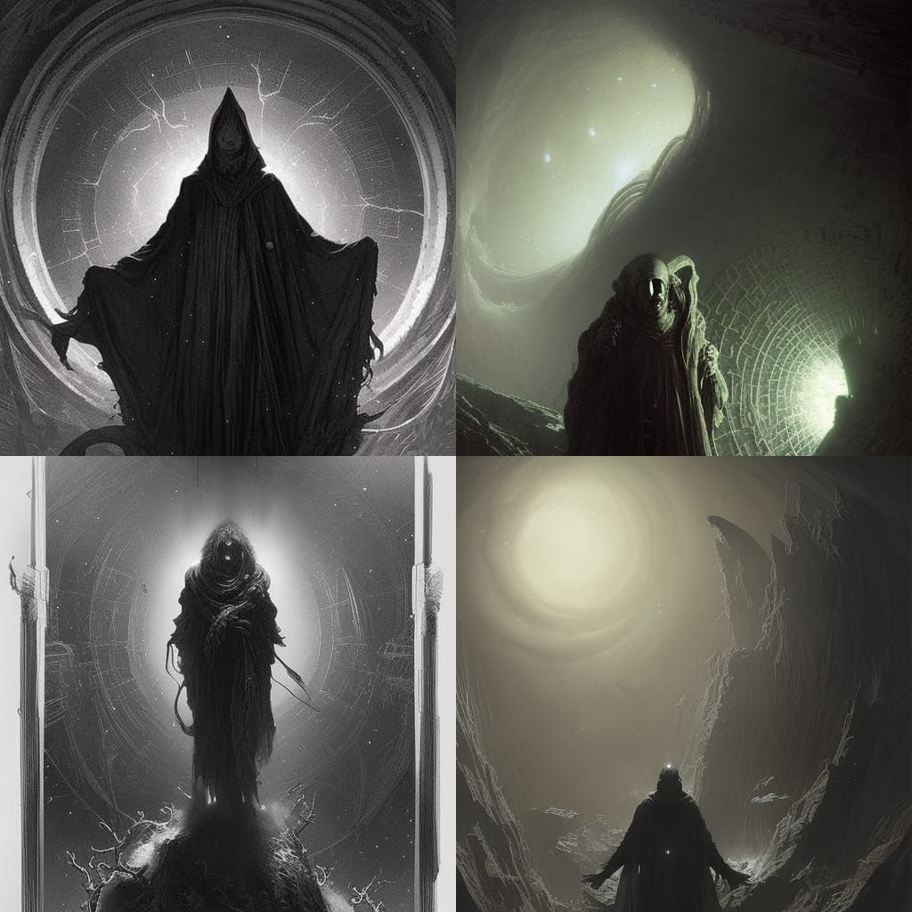 Space Wizard in Horror Art Style