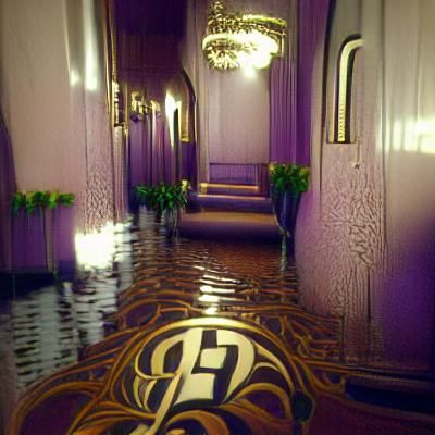 Flooded Art Deco Hallway in Hyperreal 3D