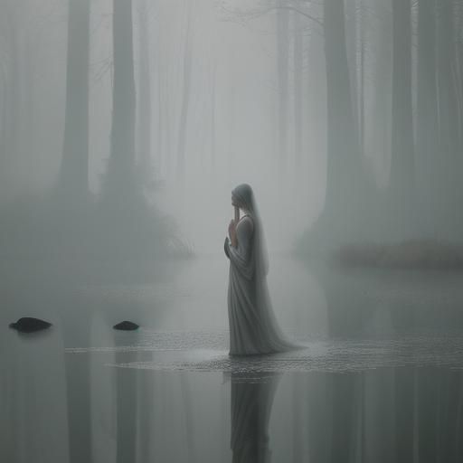 Woman in Misty Reflection: Low-Key Portrait Photography