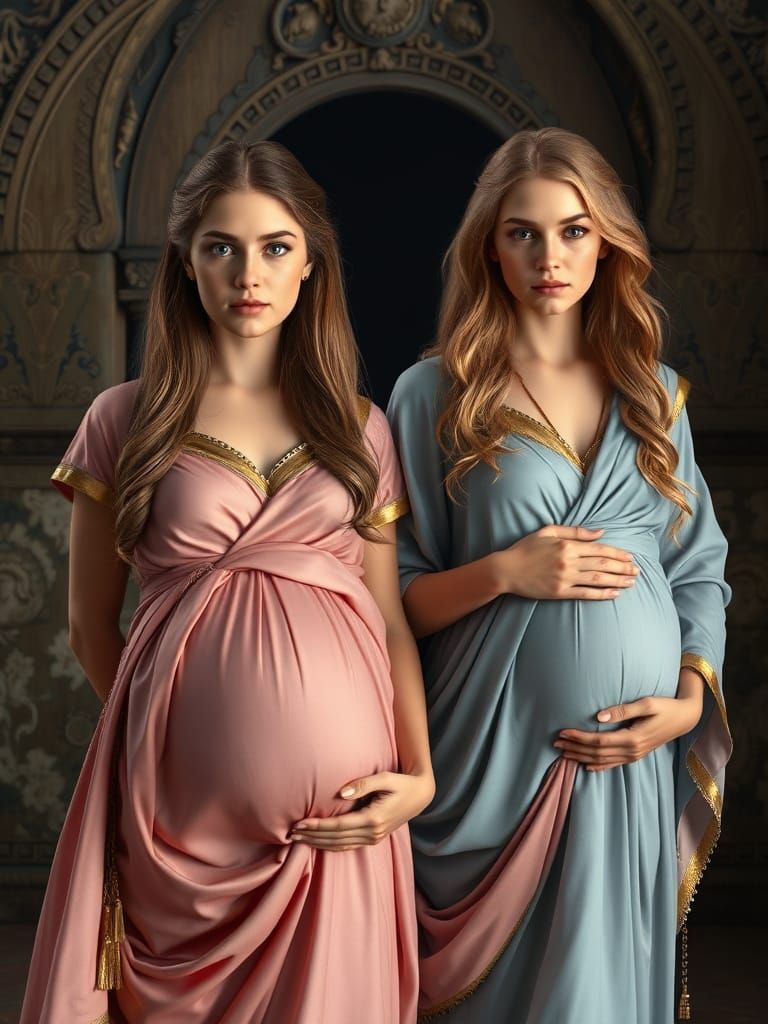 Pregnant Ancient Roman Sisters in Stunning Fantasy Art