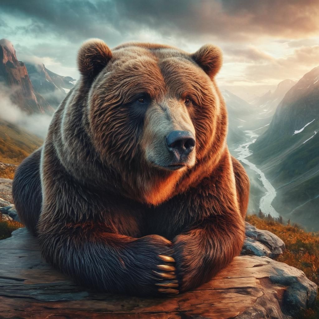 Sarcastic Obese Kodiak Bear Panoramic Portrait