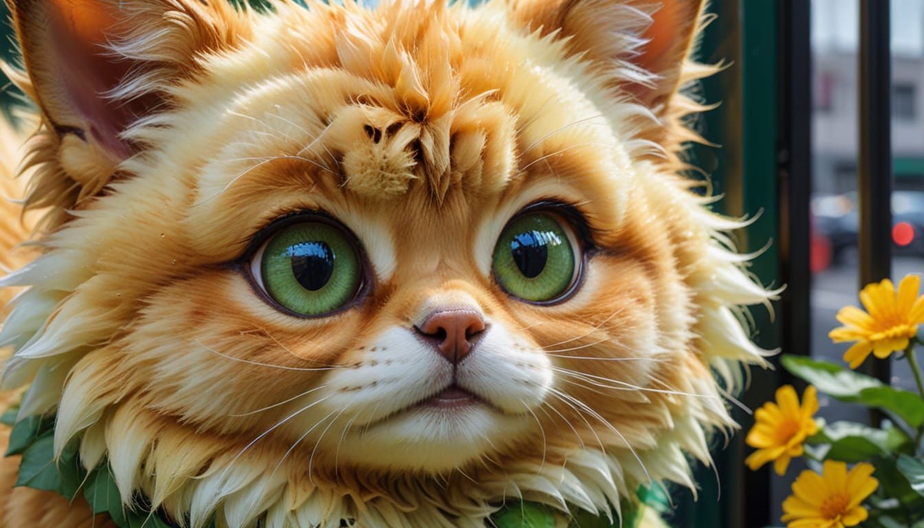 Cute Bunny with Coffee Mug in Urban Night Scene