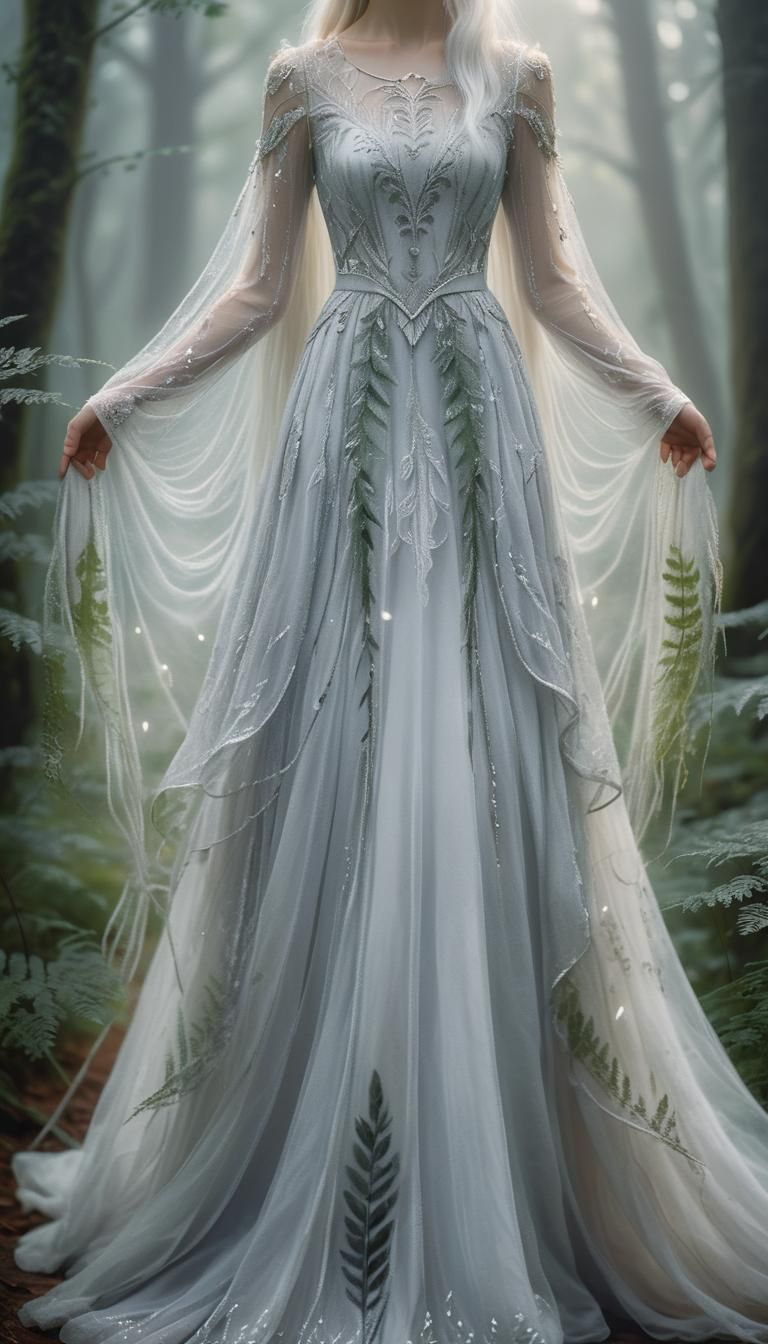 Elven Girl Portrait in Misty Forest, Dreamy Fantasy