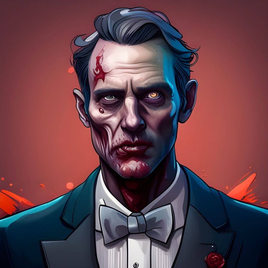 Zombie in Tuxedo: Hyperdetailed Concept Art Portrait