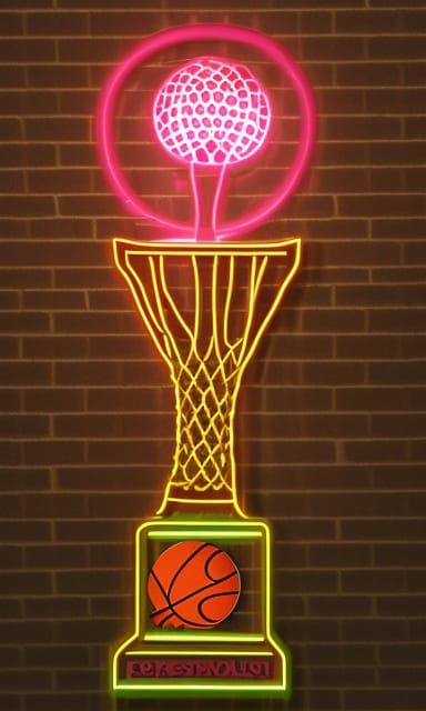 Neon Golden Fantasy Basketball Trophy in 3D