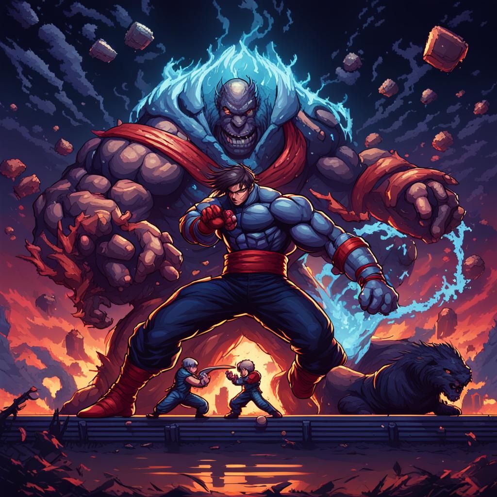 Pixel Art Final Boss in Fighting Game Style