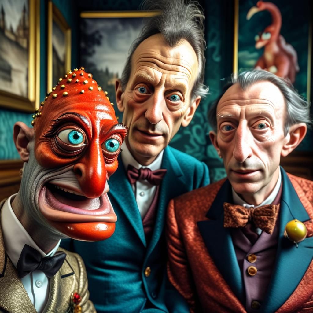 Photorealistic Portrait with Bizarre Maximalist Details