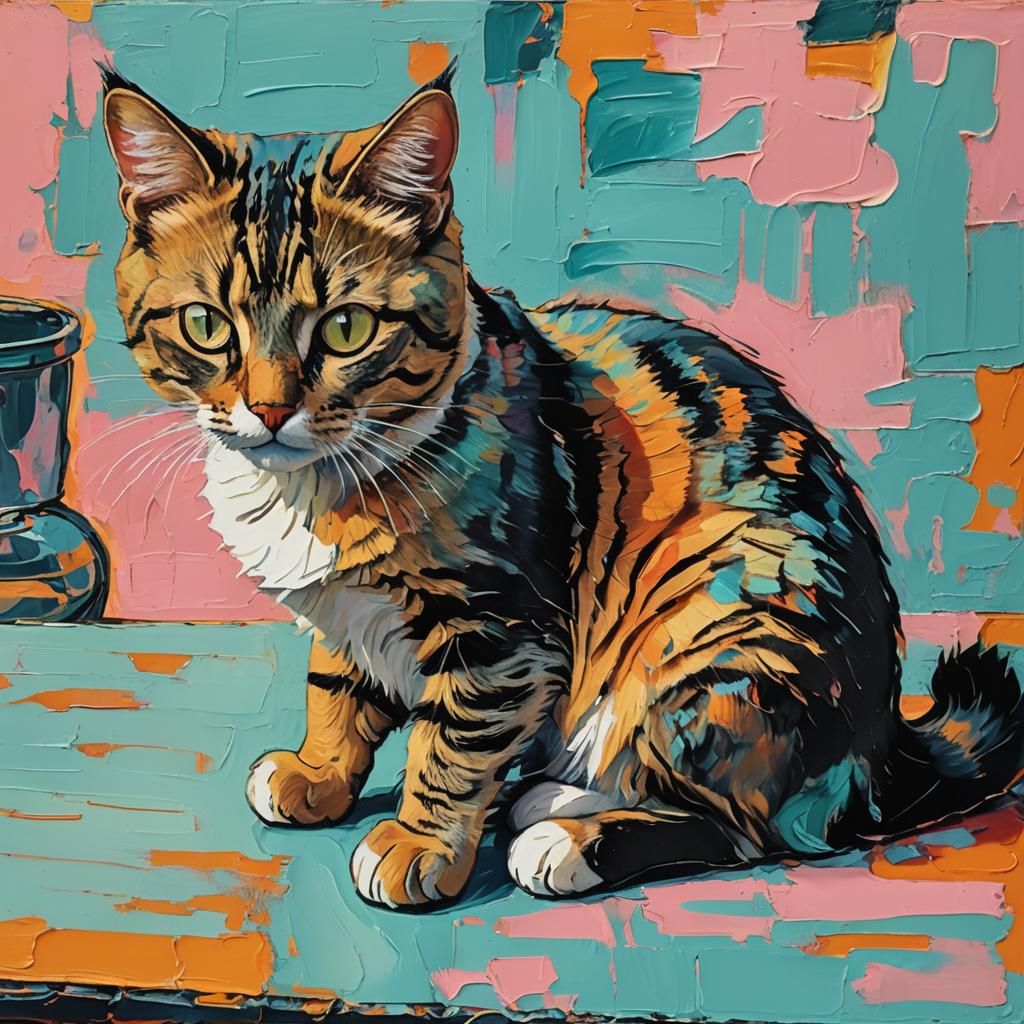 Fauvist Cat Portrait with Clashing Colors