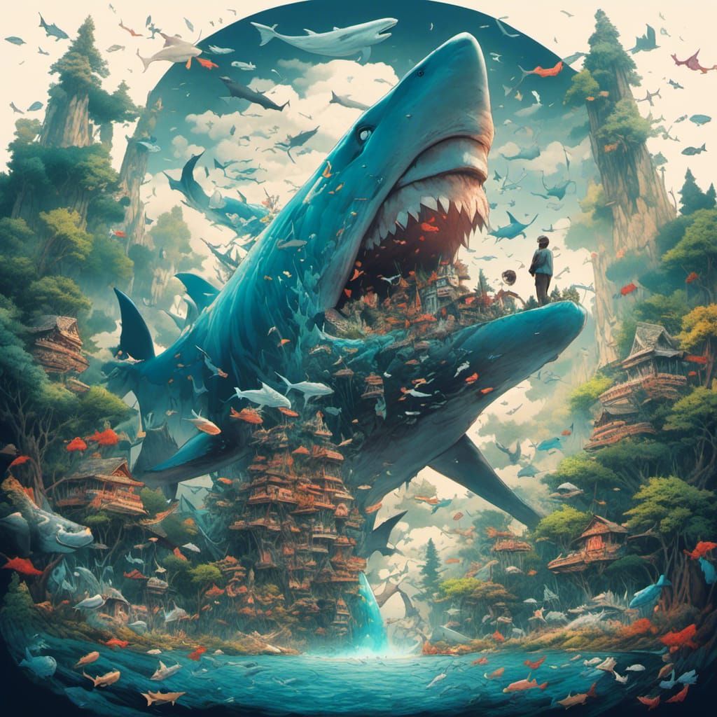 Megalodon Logo T-Shirt in Pixel Art Style