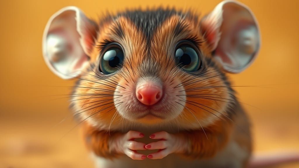 Wide-Eyed Mouse in Warm, Golden Hush