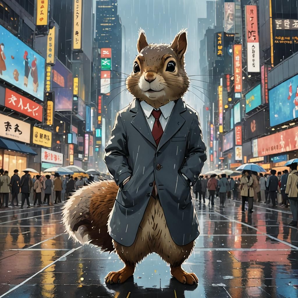 Sad Squirrel in Times Square: Studio Ghibli Anime