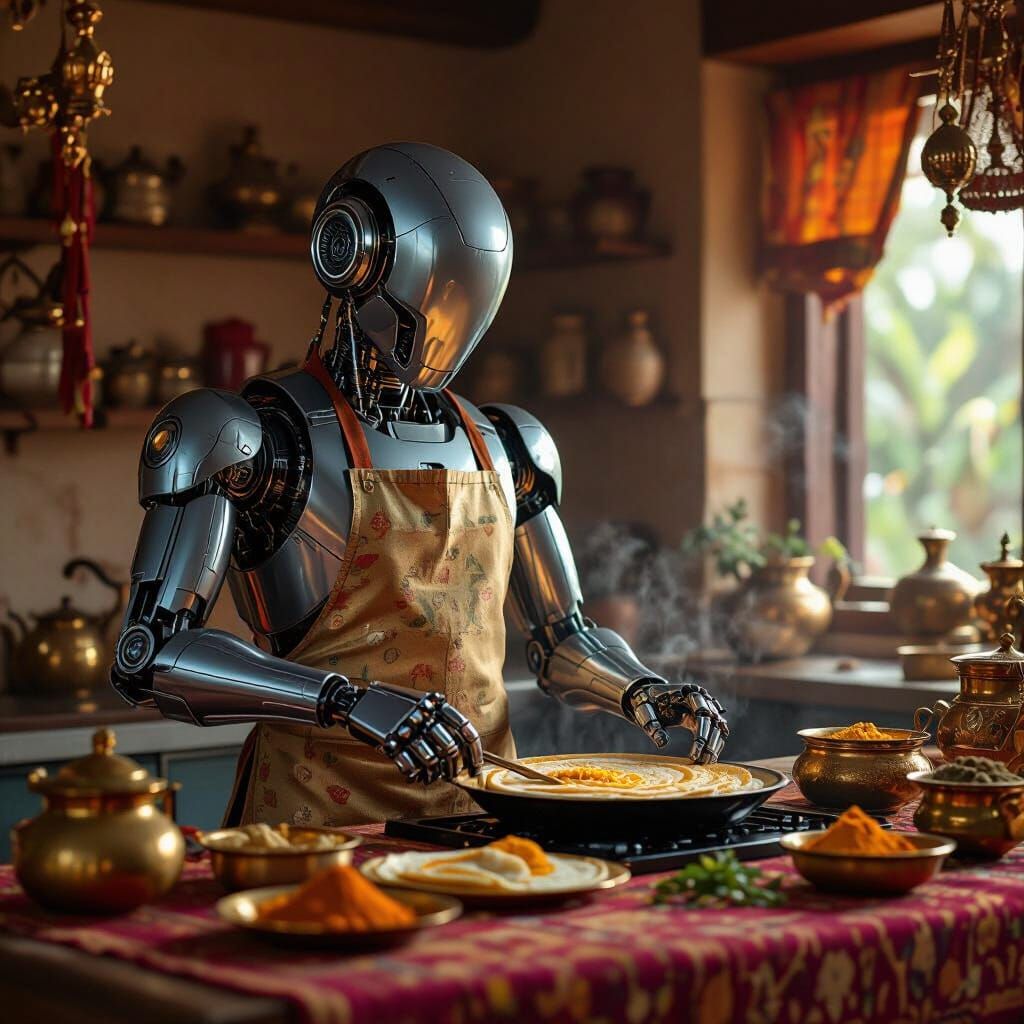Futuristic Robot Chef Makes Dosa in Indian Home