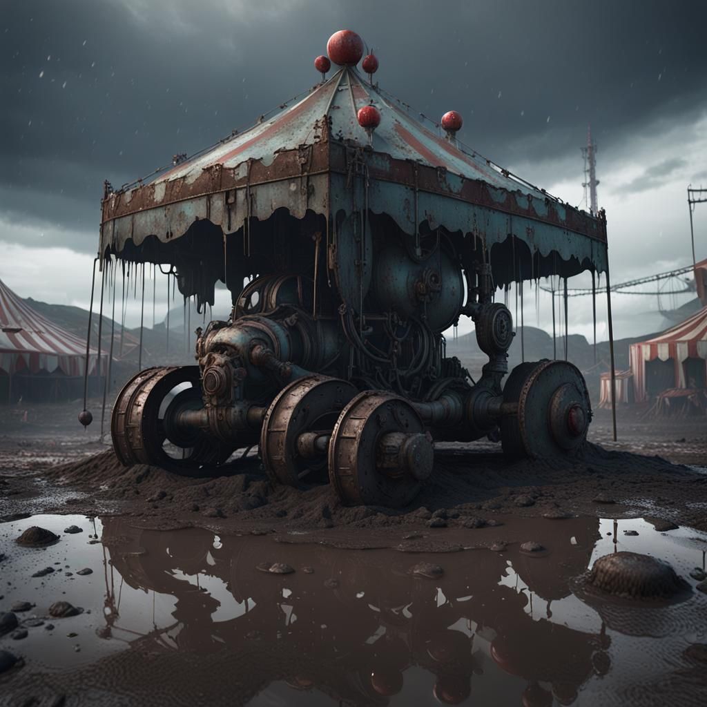 Creepy Abandoned Circus with Lurking Clown