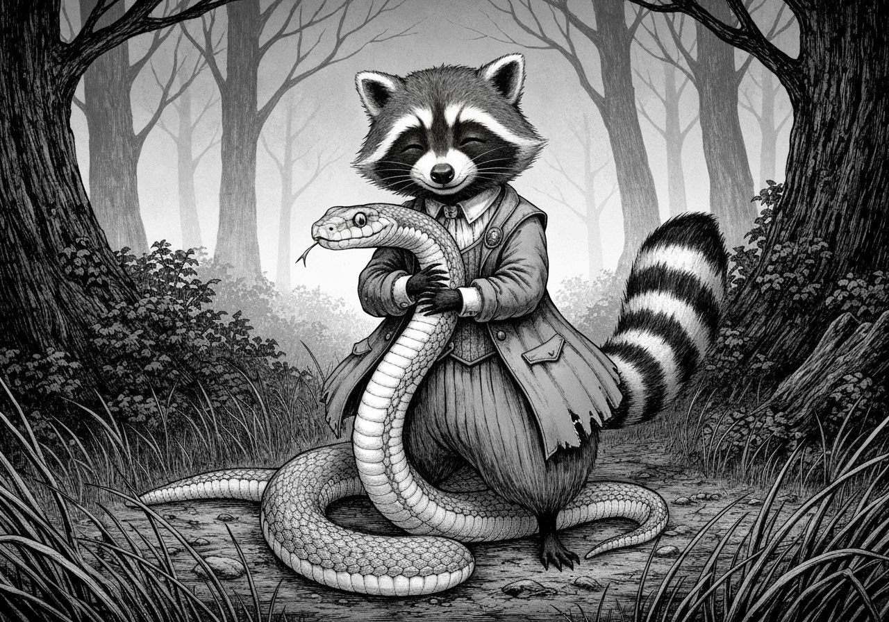 The raccoon and the snake