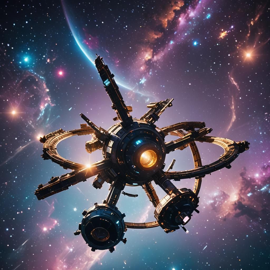 Ultra Futuristic Space Station in Orbit