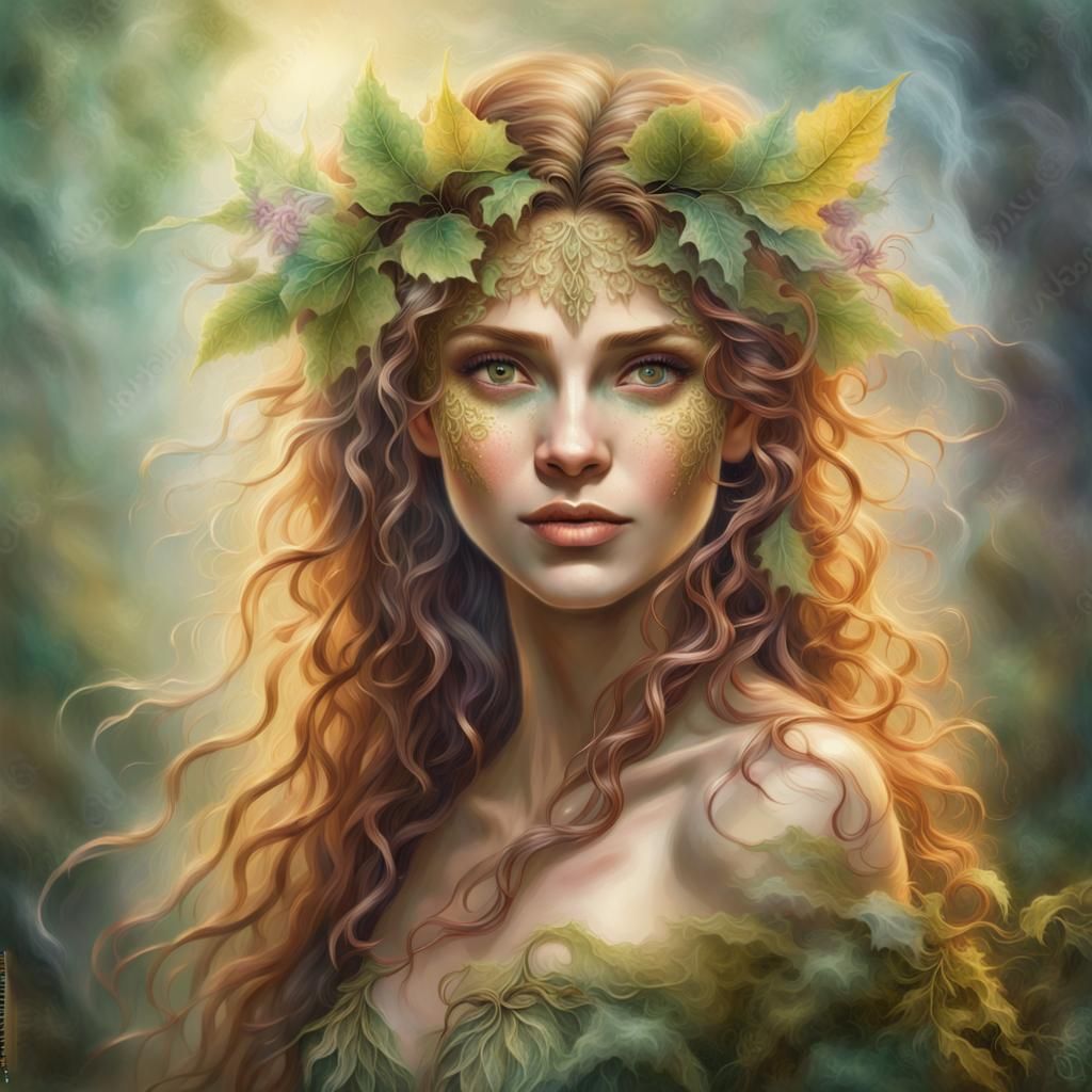 Ethereal Dryad Portrait in Fantasy Landscape