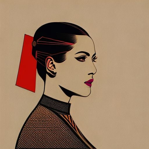 Pop Art Woman Scratching: Digital Art, Bauhaus Style