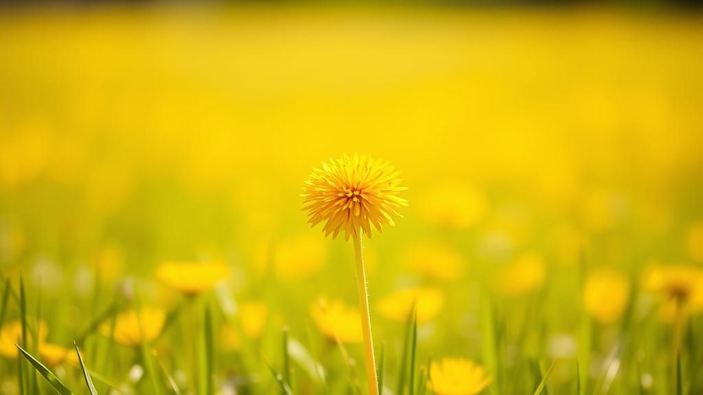 Golden Dandelion Blooms in Sunlit Field
