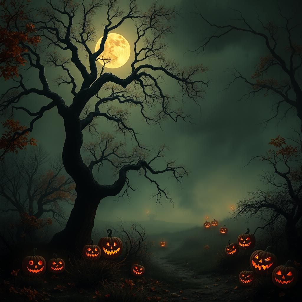Mystical Halloween Night in Gothic Horror Style