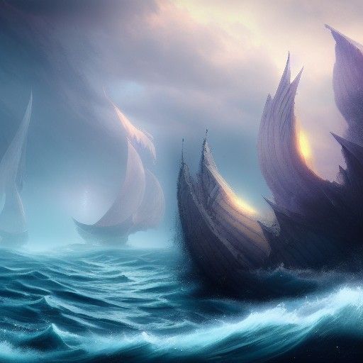 Monochrome Ocean Scene with Lone Boat