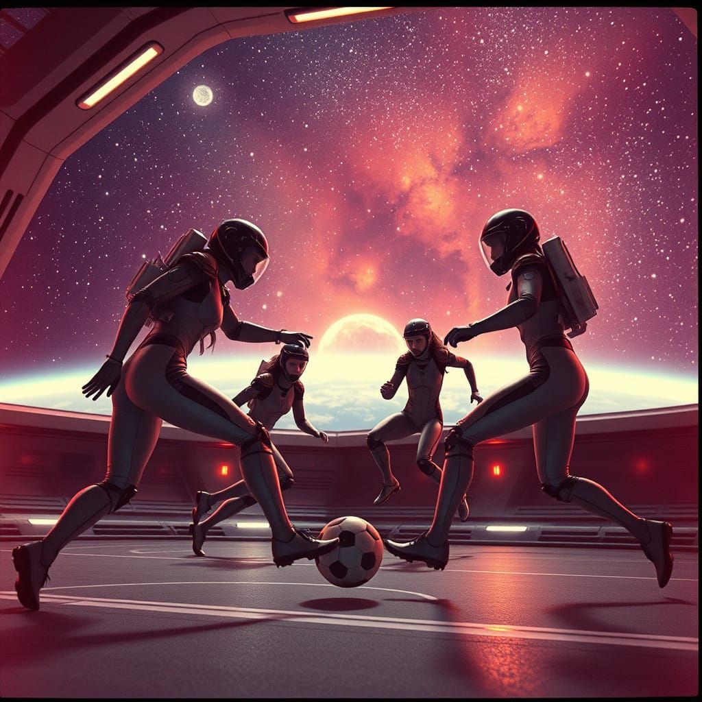 Epic Futuristic Football Match in Space