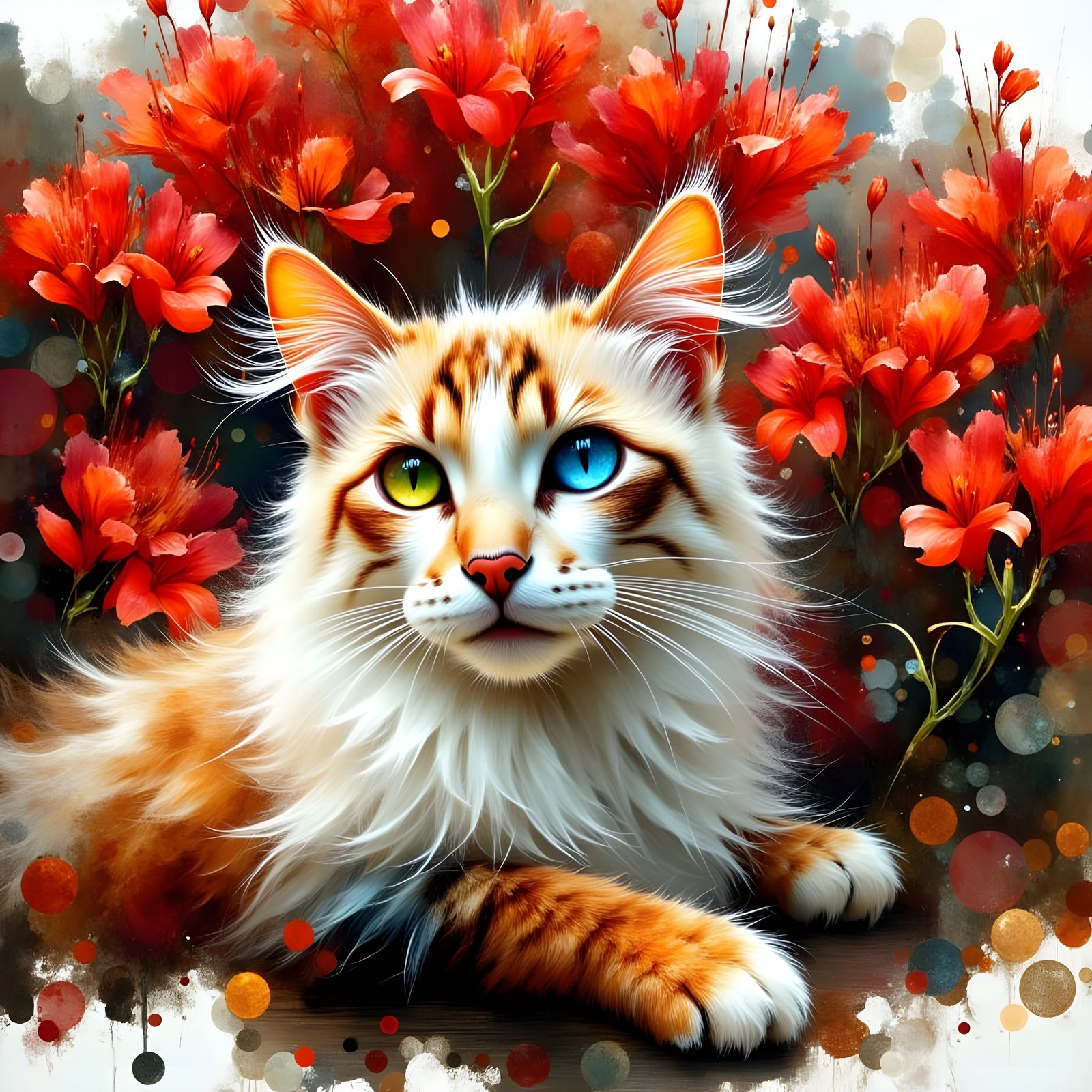 Dreamy LaPerm Cat Under Poinciana Tree