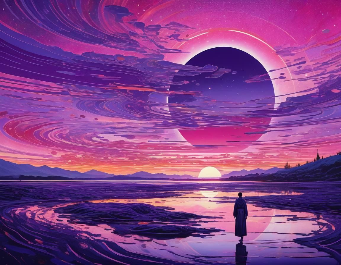 Ethereal Abstract Art: Magical Excitement in Purple and Pink