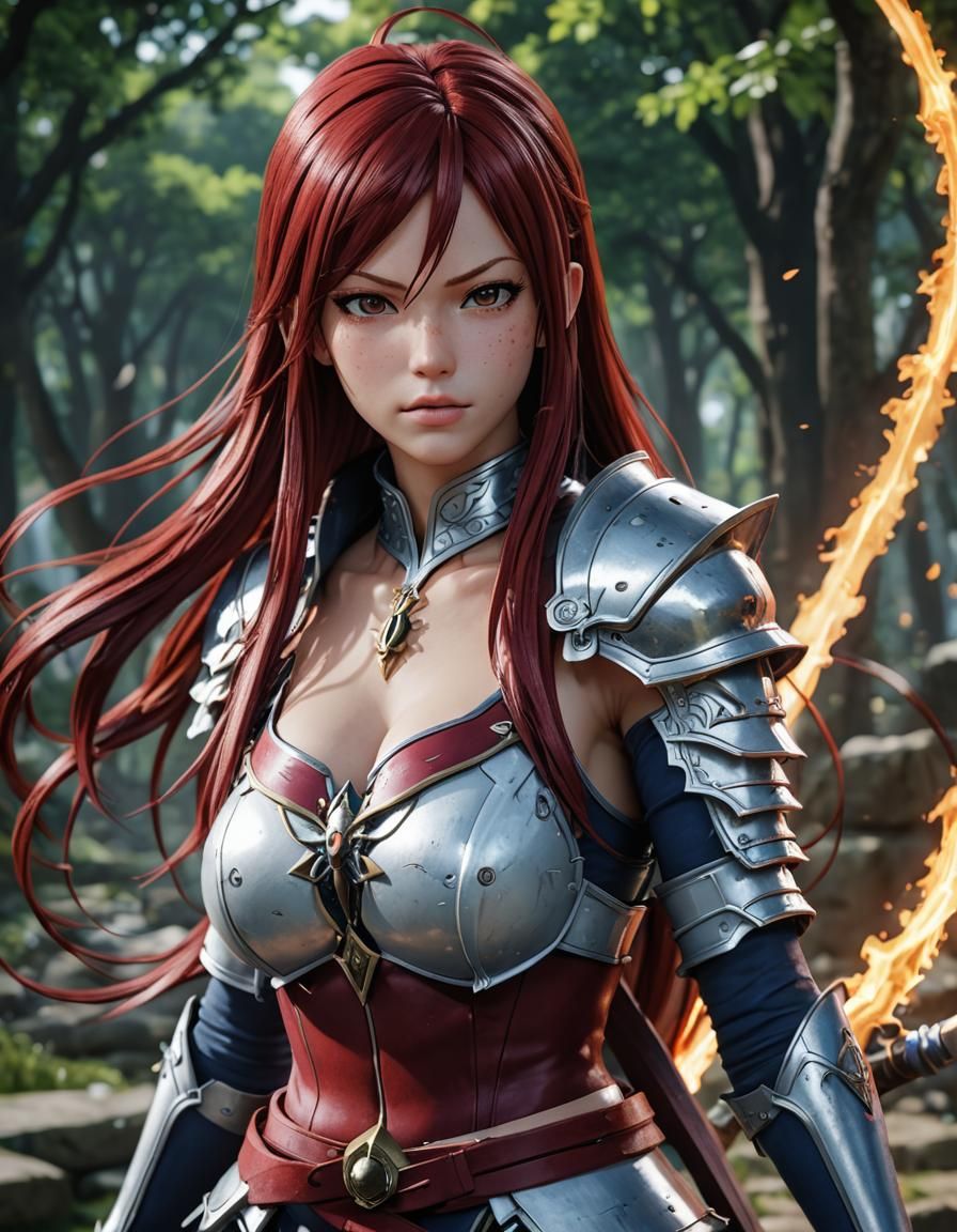 Detailed 3D Anime Art of Erza Scarlet