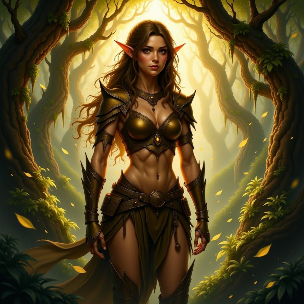 Powerful Elf Warrior in Enchanted Forest