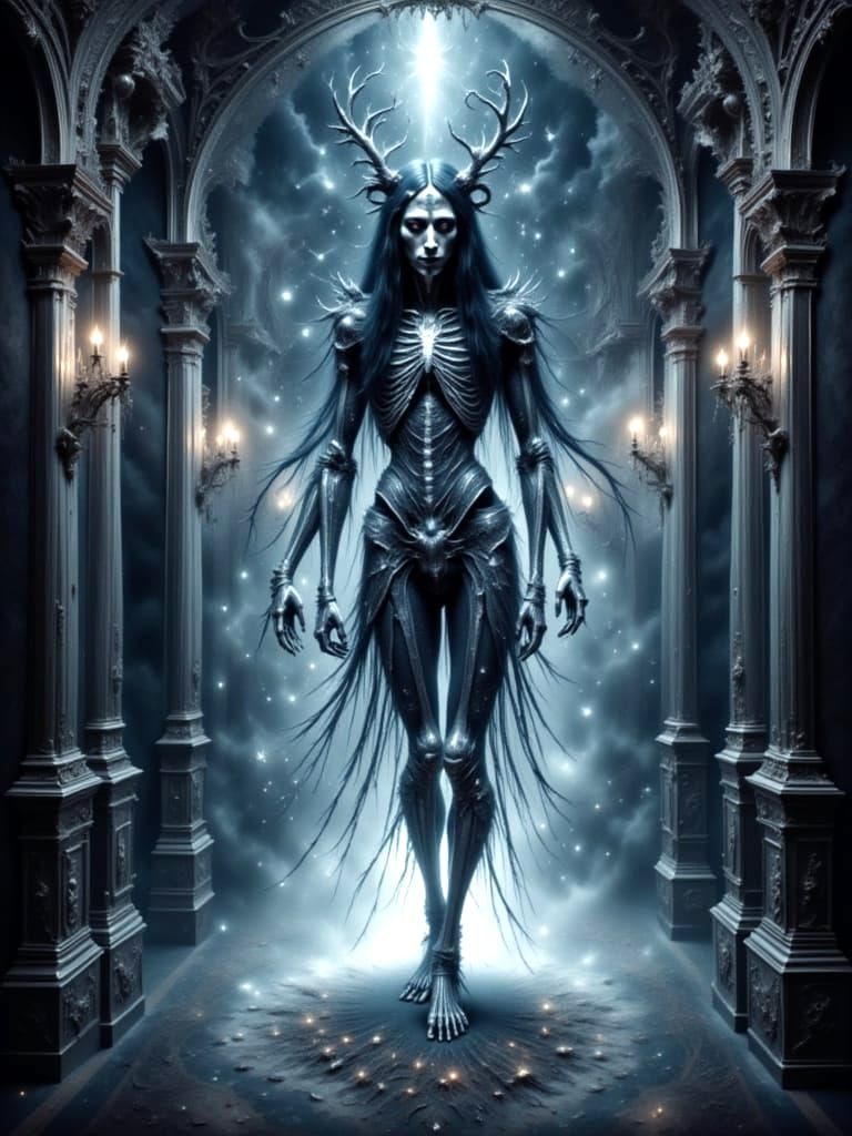 Four-Armed Demon in Gothic Hall