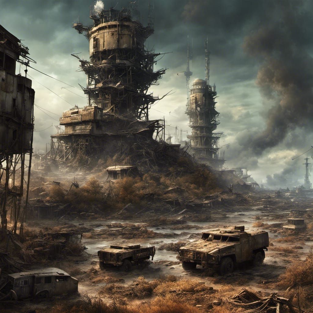 Post-Apocalyptic Landscape with Radioactive Ruins