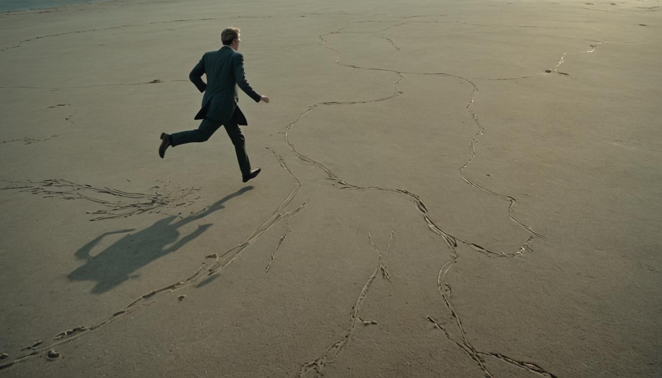 Surrealist Man Attracting Futility in Twilight