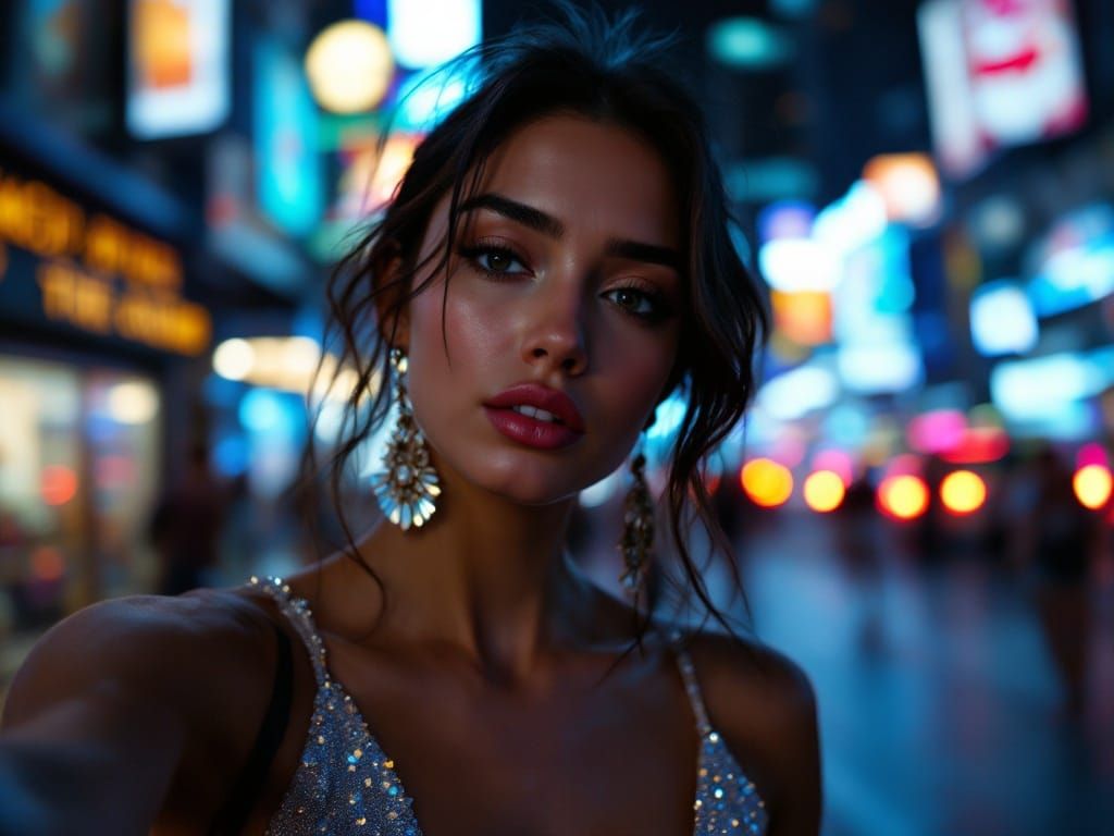 Nightlife Selfie in Moody Cinematic Lighting