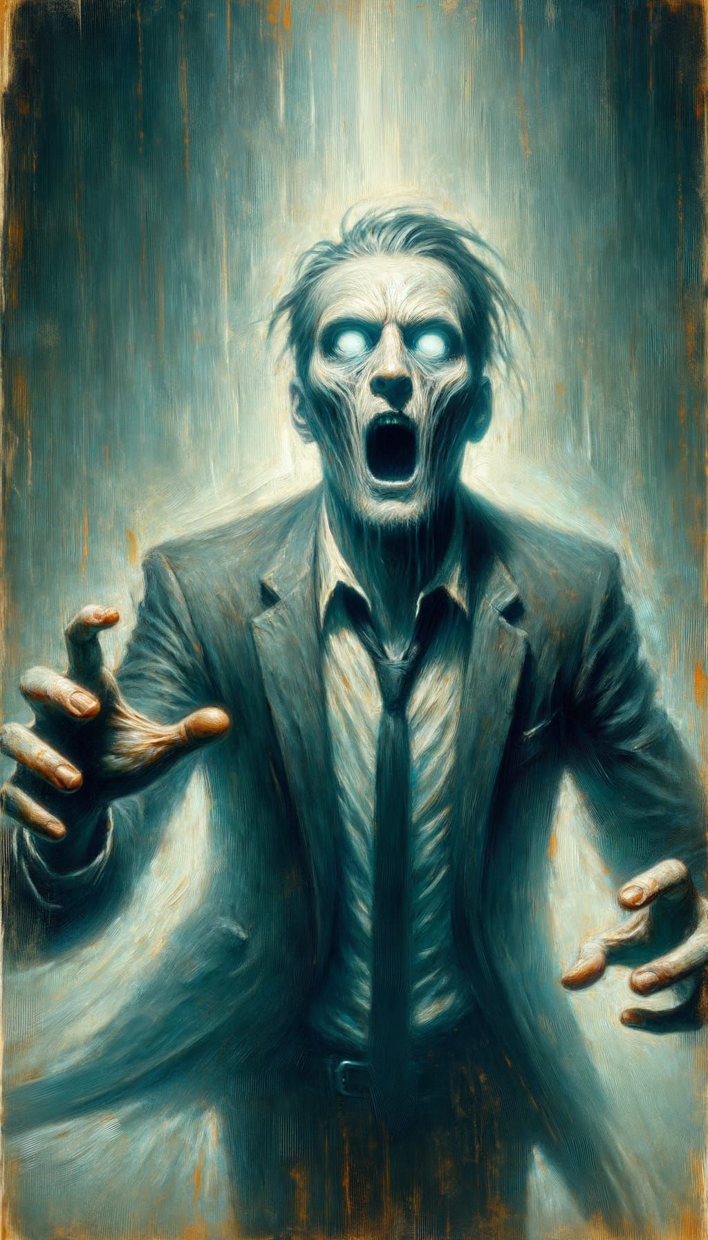 Ominous Oil Painting of Man Possessed