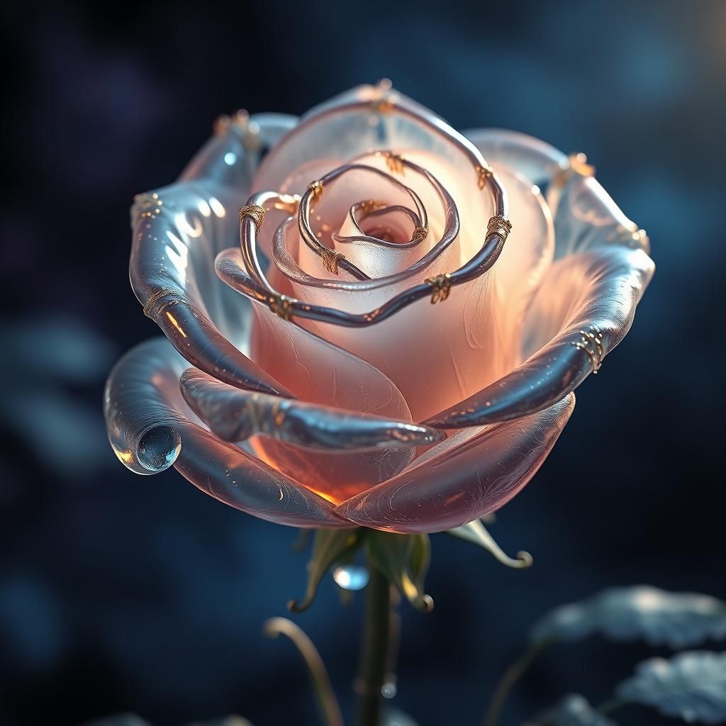 Delicate Glass Rose in Dark Fantasy Style