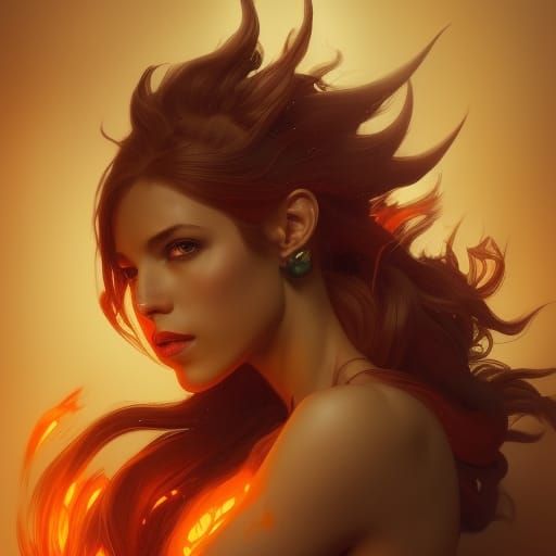 Ifrit Portrait in Hyperdetailed Digital Art Style