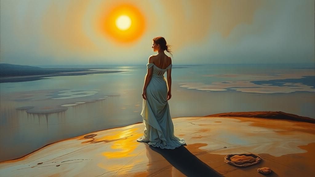 Surreal Woman in Dreamscape as Oil Painting