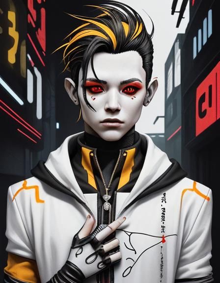 Cyberpunk Elf in Comic Book Style Art