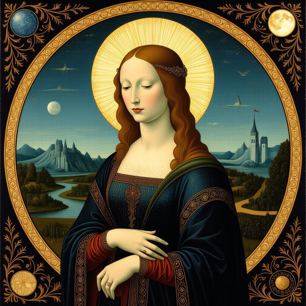 Lunar Goddess Portrait in Van Eyck Style