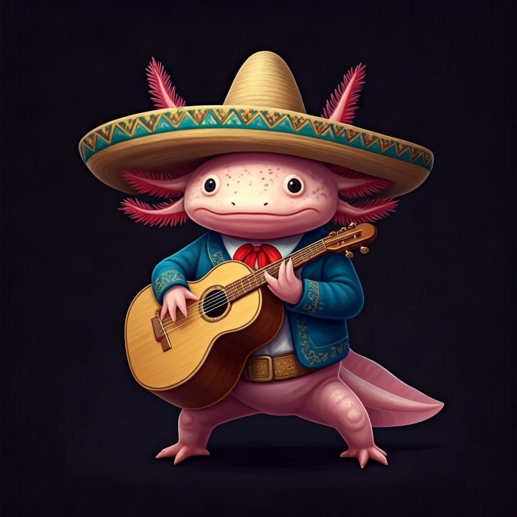 Axolotl Mariachi Band Wearing Sombreros