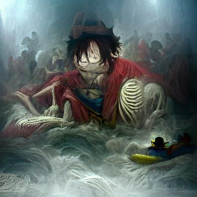 Luffy in Horror Style of Doré and Rutkowski