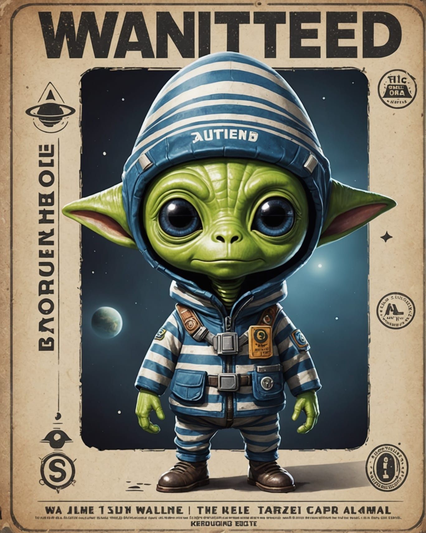 Adorable Alien Wanted Poster: Sci-Fi Concept Art