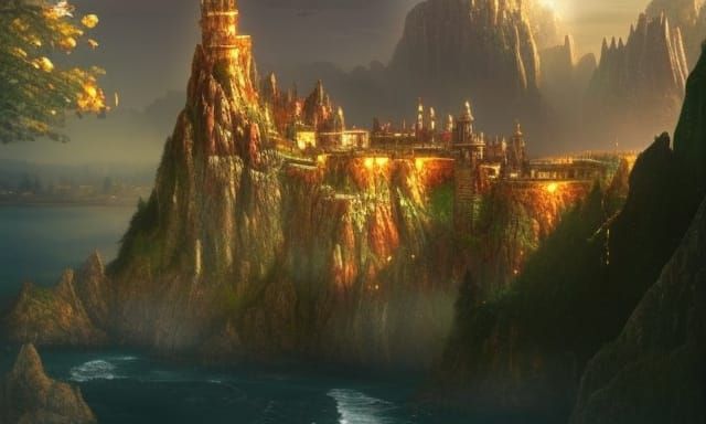 Elven City and Castle on a Cliff