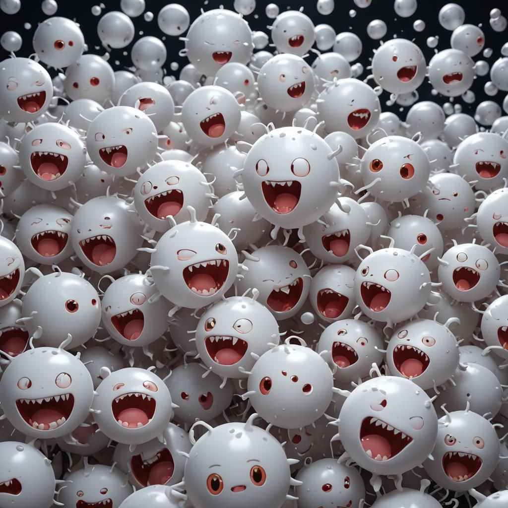 Cute White Blood Cells in Anime 3D Art