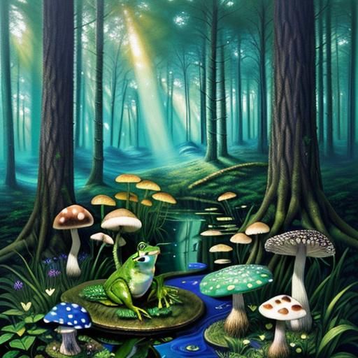 Froggy magic psychedelic masterpiece surrealism